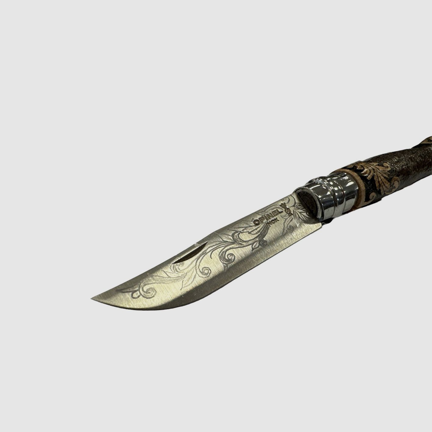 Knife – Opinel – N.8 Inox with hand-carved ornaments, image 2 of 4