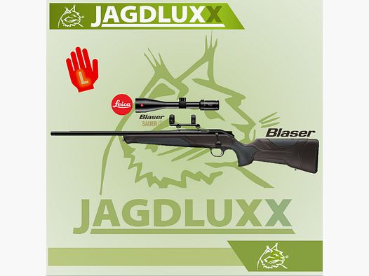 Blaser R8 Professional 2.0 w czarno-brązowym lewym zestawie z Leica Amplus 6 2,5-15x56i
