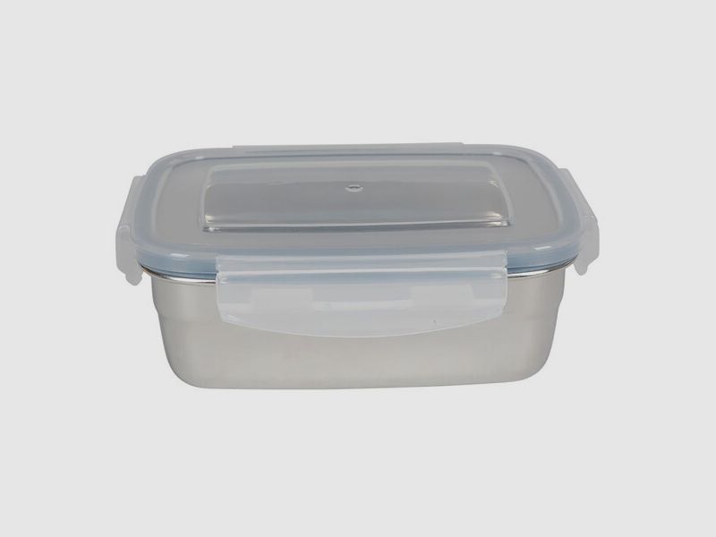 Brotbüchse / Köderdose mit Clipverschlussdeckel- 850ml - 18,5 x 13 x 6cm - Edelstahl - Lunchbox