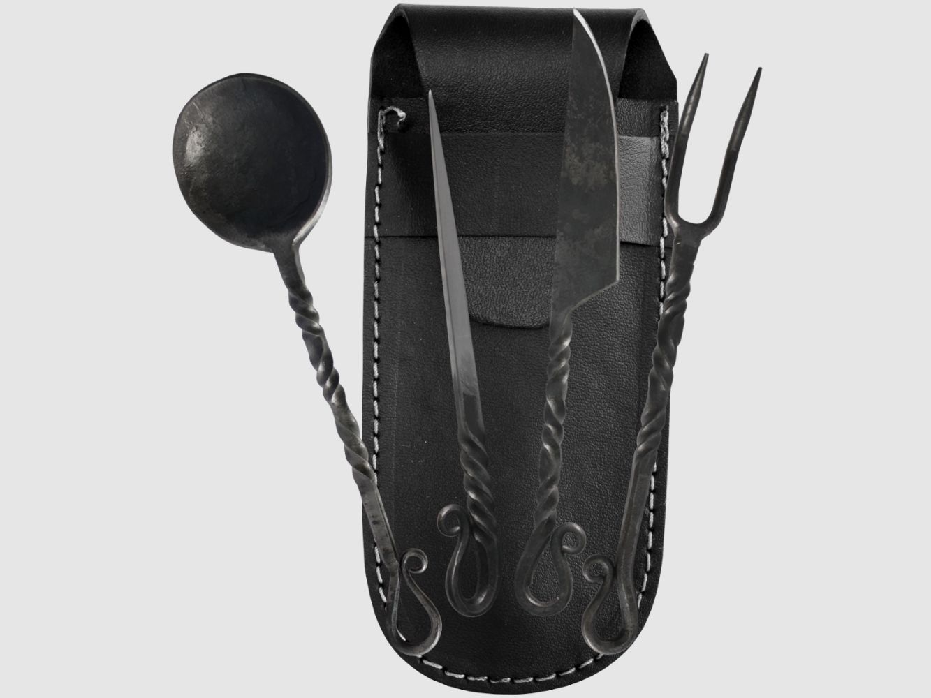 tordiertes Mittelalter Besteck-Set Messer Gabel Lffel Pfriem