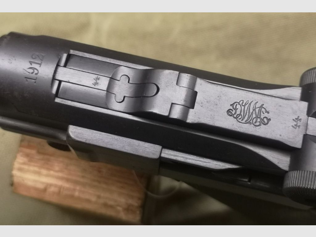 Pistole Luger 08  DWM 1912 Nummerngleich Truppenstempel
