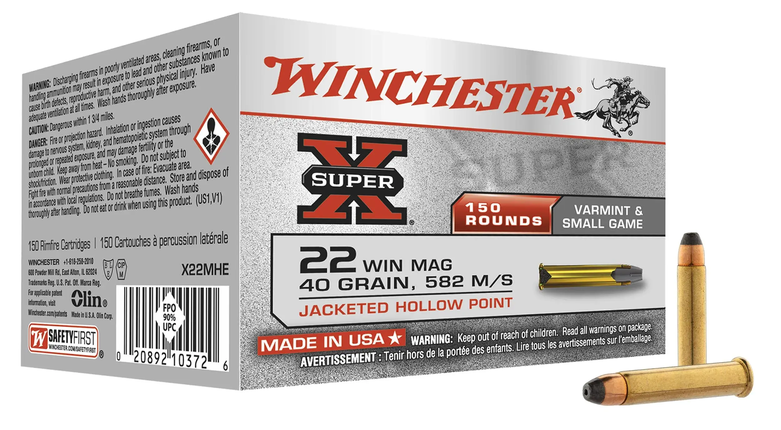 Winchester Kogel Kaliber 22 Magnum Super X Holle Punt, afbeelding 2 van 8