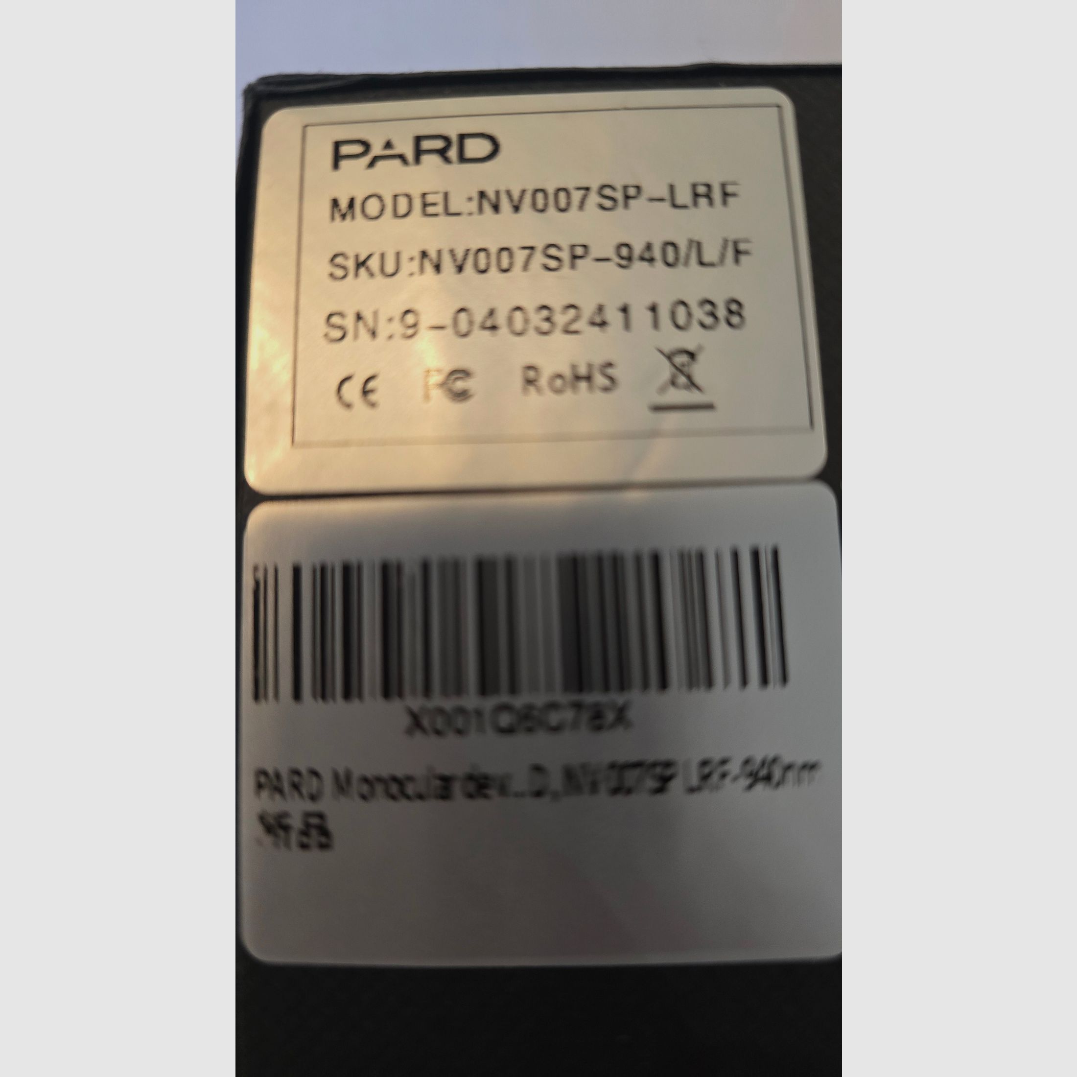 PARD NV007SP dispositif de vision nocturne 940 nm avec accessoires