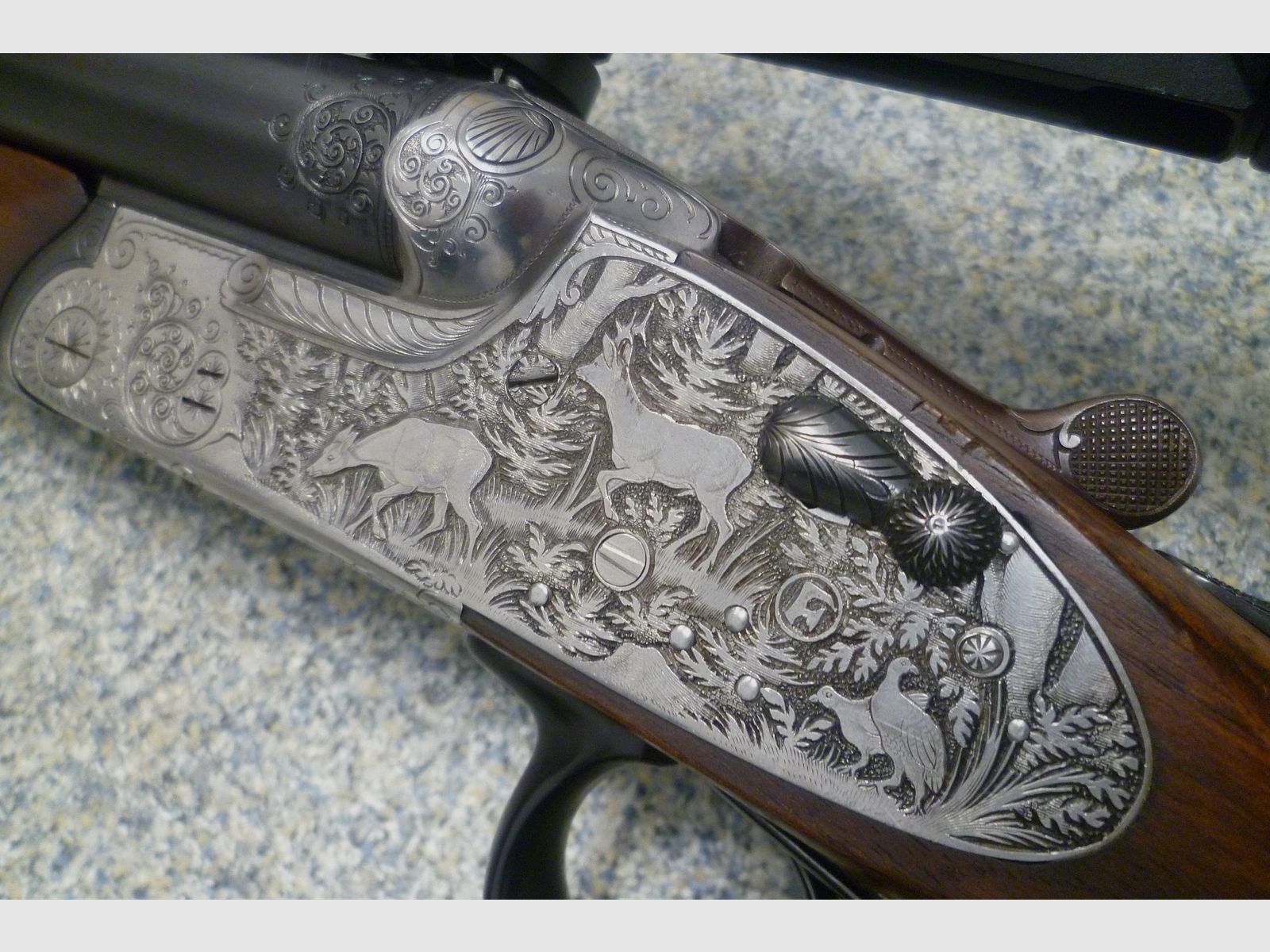 Seitenschloss-Drilling F.W. Heym 16/70 & 7x57R