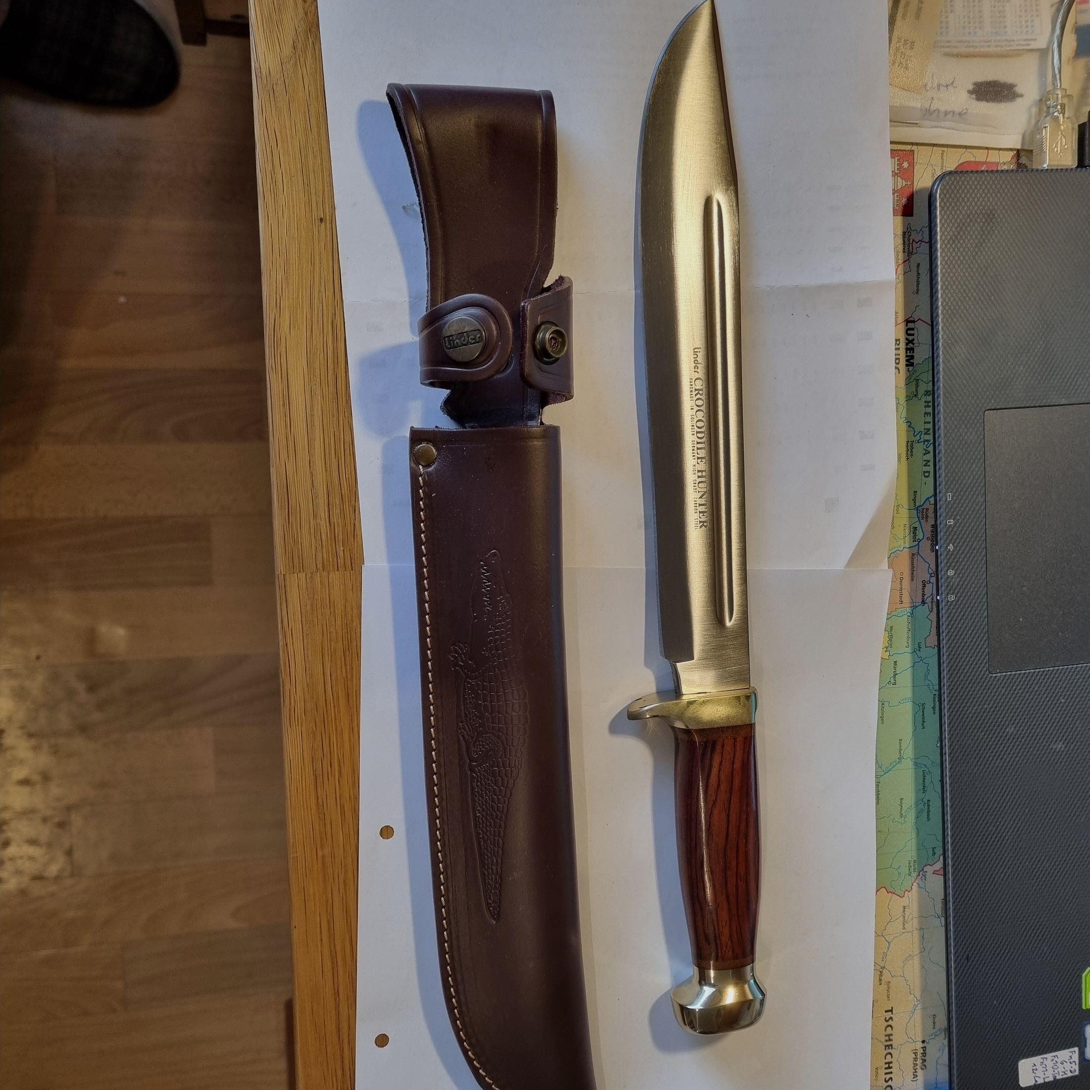 Cuchillo de caza Solingen Linder Crocodile Hunter cuchillo de colección