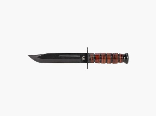 MFH USMC Kampfmesser mit Ledergriff und Scheide braun schwarz