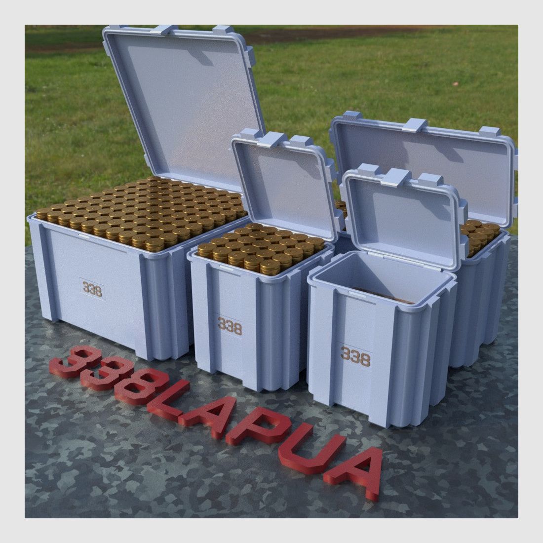 Filamelt Munitionsbox / Ammo Box .338 Lapua Magnum – Patronenbox ‘Klappdeckel’ – 20 / 25 / 50 / 100 Runden