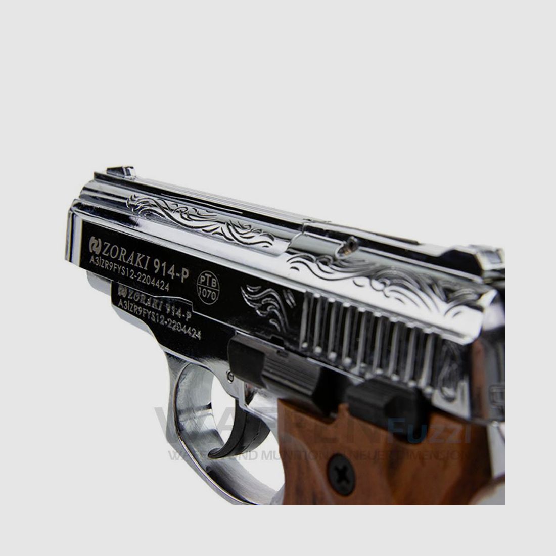 Zoraki 914-P schreckschusswapen 9mm chroom/gegraveerd, afbeelding 5 van 6