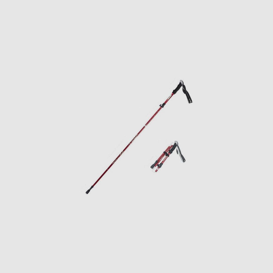 BASTONE TREKKING ULTRALEGGERO IN ALLUMINIO ROSSO REGOLABILE, immagine 2 di 2