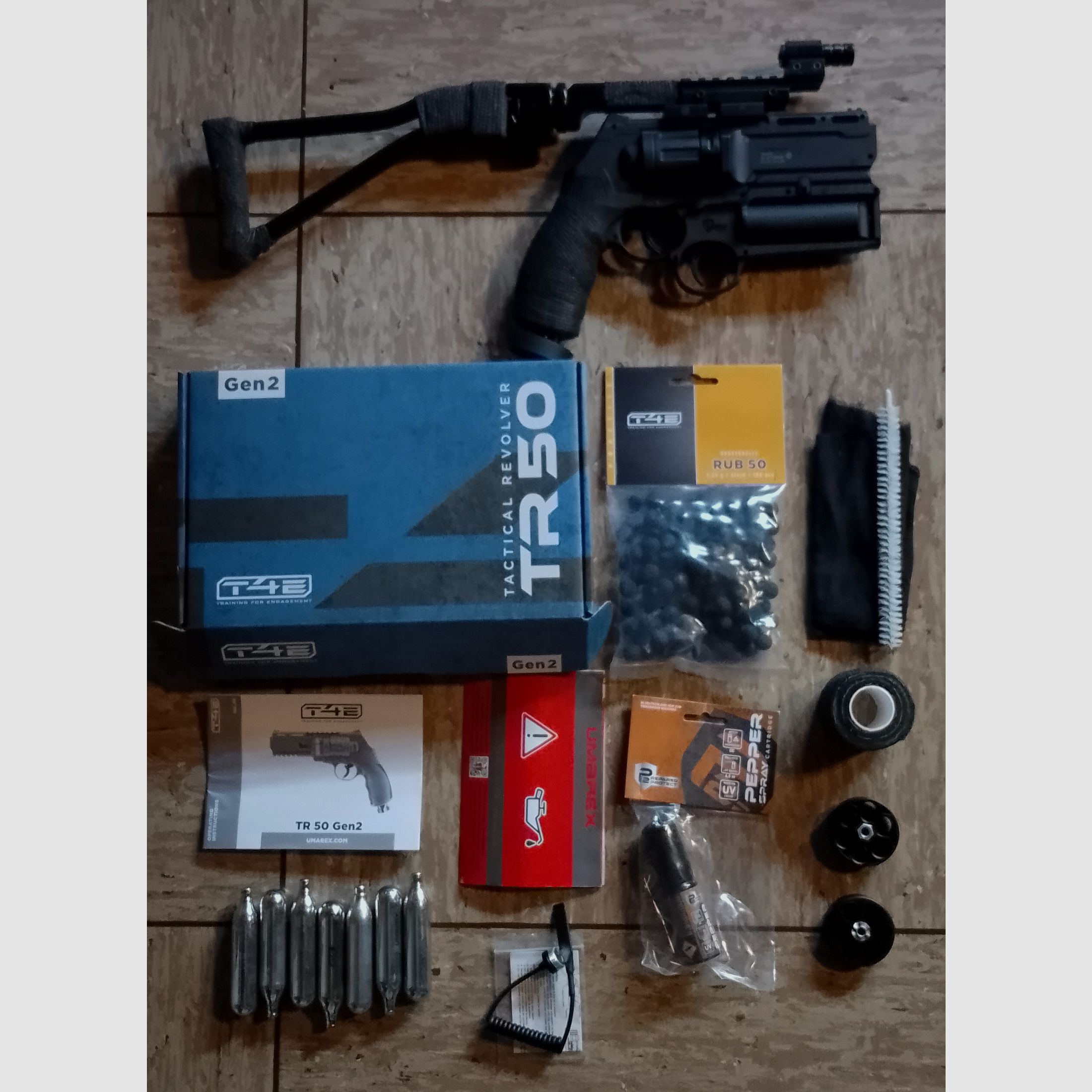 T4E Tr50 RAM .50 Set Pfeffer Launcher Alu Schulterstütze Klappschaft Rot Punkt Visier Zubehör Hdr50 neuwertig optional Vordergriff 