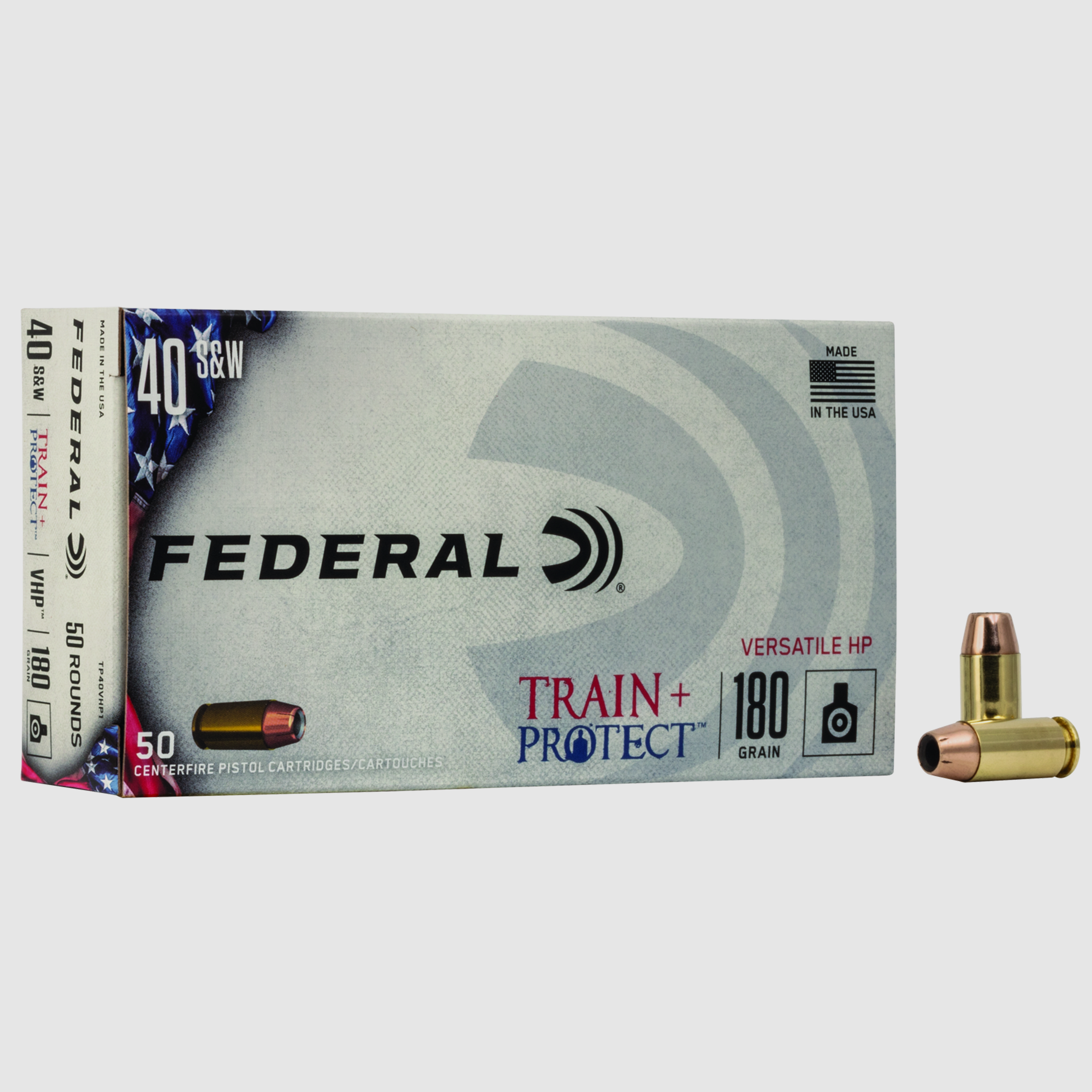Federal Pistol Ammunition .40 S&W 11.7g Jacketed Hollow Point Train + Protect