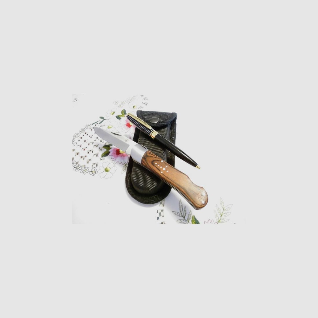 Laguiole Calmont L´Eclair Outdoor-Jagdmesser+Messer-Gürteltasche Klappmesser NEU