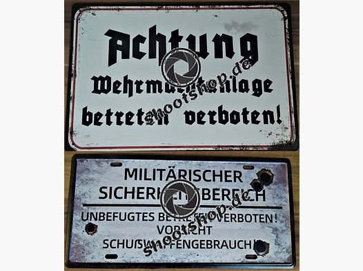 Blechschild Wehrmachtanlage / Sicherheitsbereich