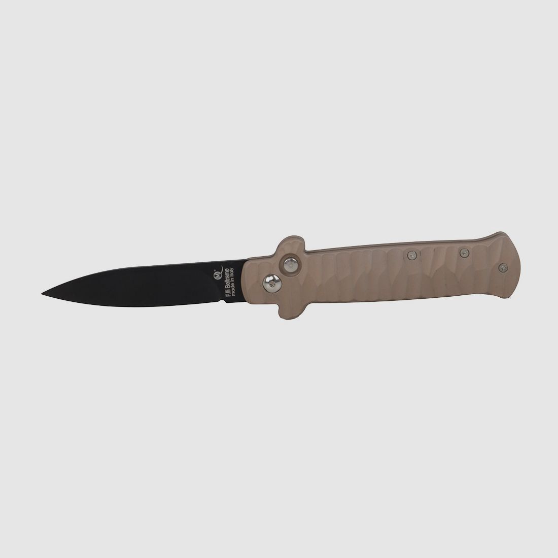 Springmesser Beltrame Stahl 440A KlingenlĂ¤nge 8,5 cm Klinge schwarze Klinge sandfarbige (P18)