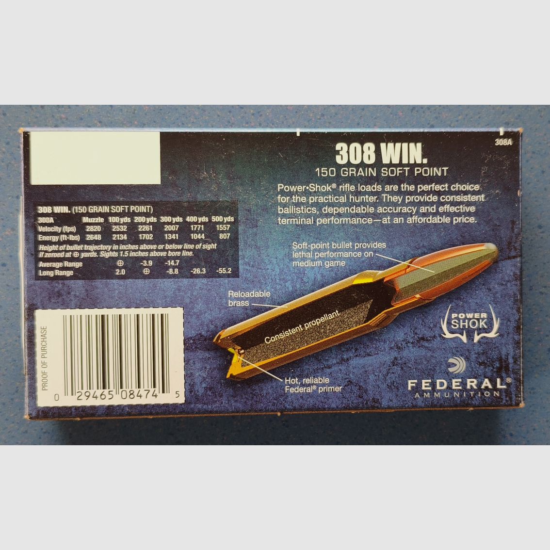 Federal Power Shok .308Win. 150 grain