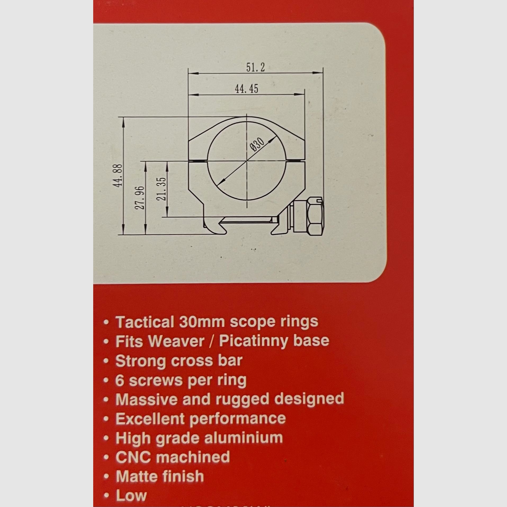 Nikko Stirling steel ring mount 30 mm LOW Sport Match NSSM30WL