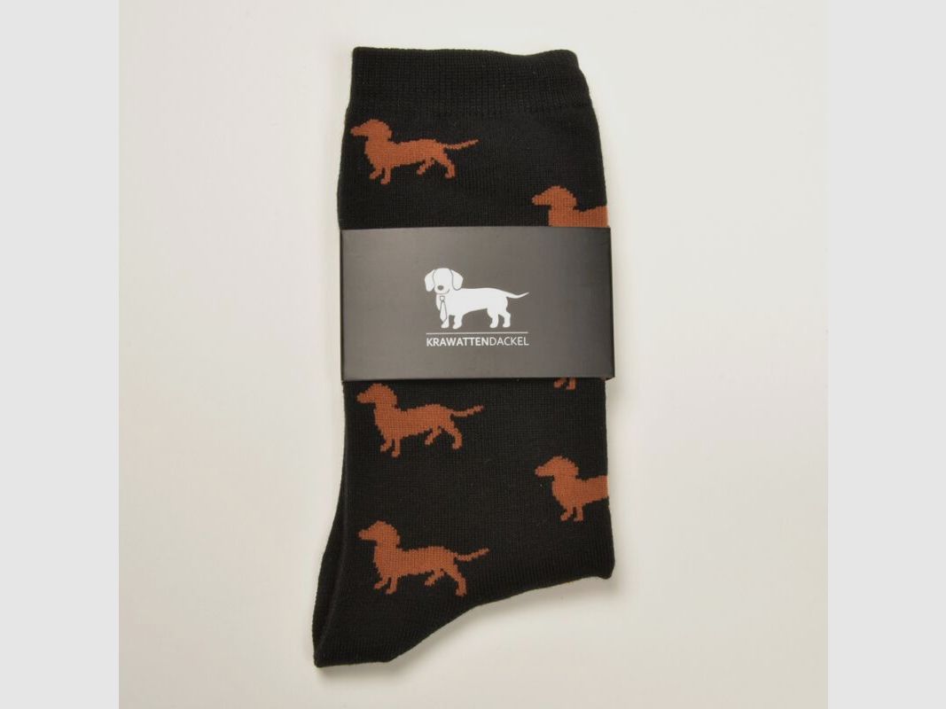 Krawattendackel Unisex Socken schwarz, Dackel braun