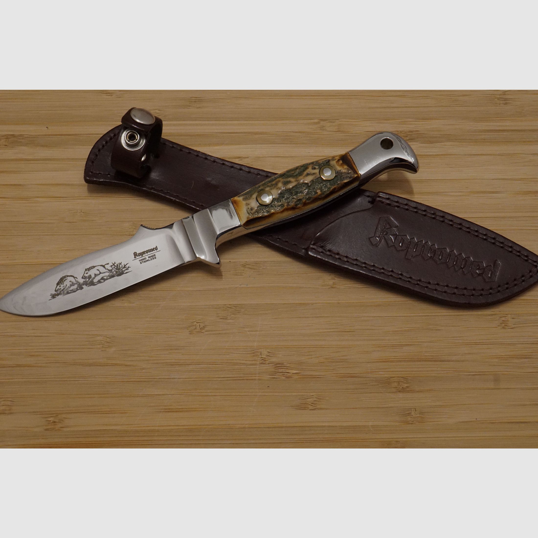 Kopromed Jagdmesser mit Original Lederscheide