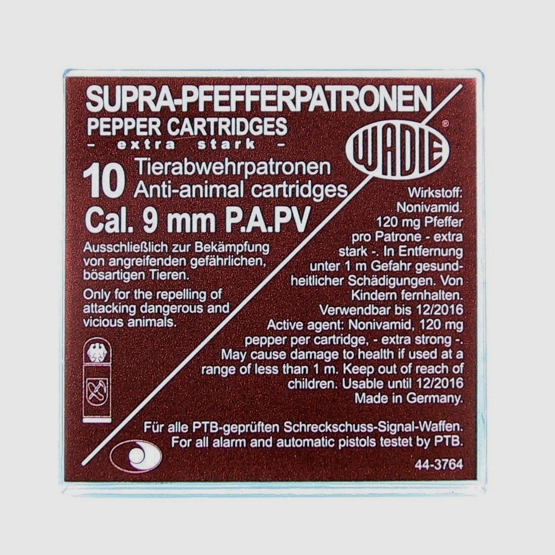 Wadie Supra Pfefferpatronen 9 mm P.A. PV / 120 mg NV