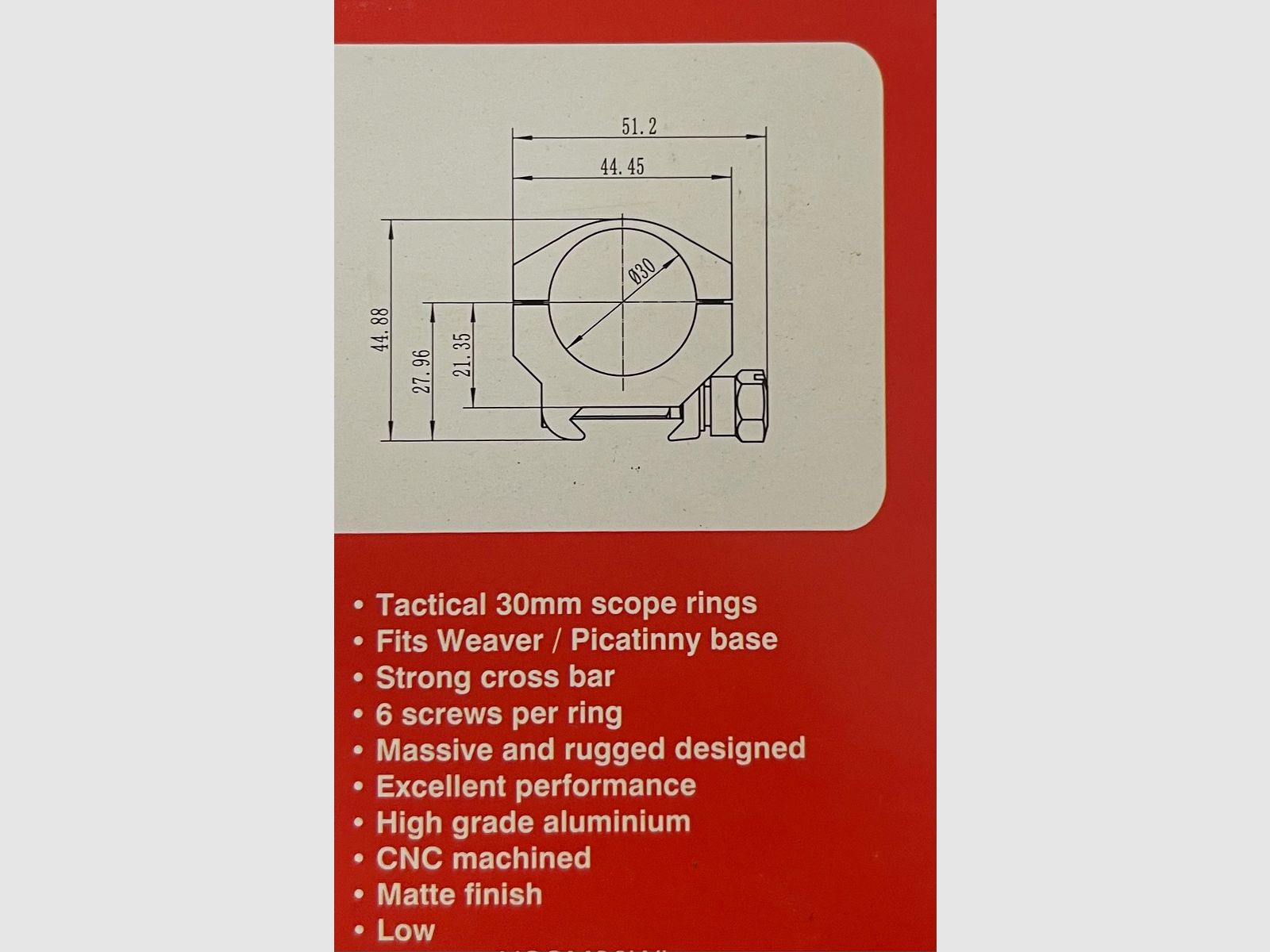 Nikko Stirling steel ring mount 30 mm LOW Sport Match NSSM30WL