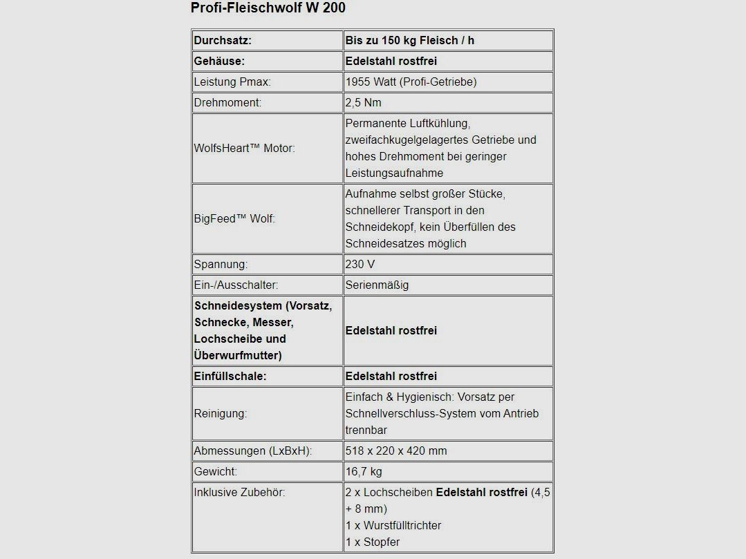 Profi-Fleischwolf W 200, Bild 2 von 2