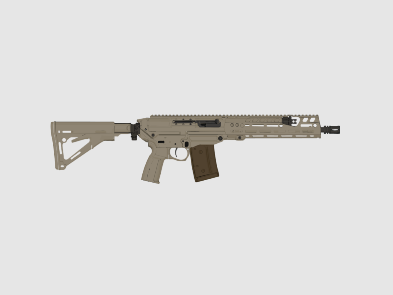 SIG SAUER SG563 LB, canon de 12", pas de 7", calibre 5.56 x 45mm incluant adaptateur STANAG, chargeur (30), longueur de la mallette < 60cm, H-267 FDE