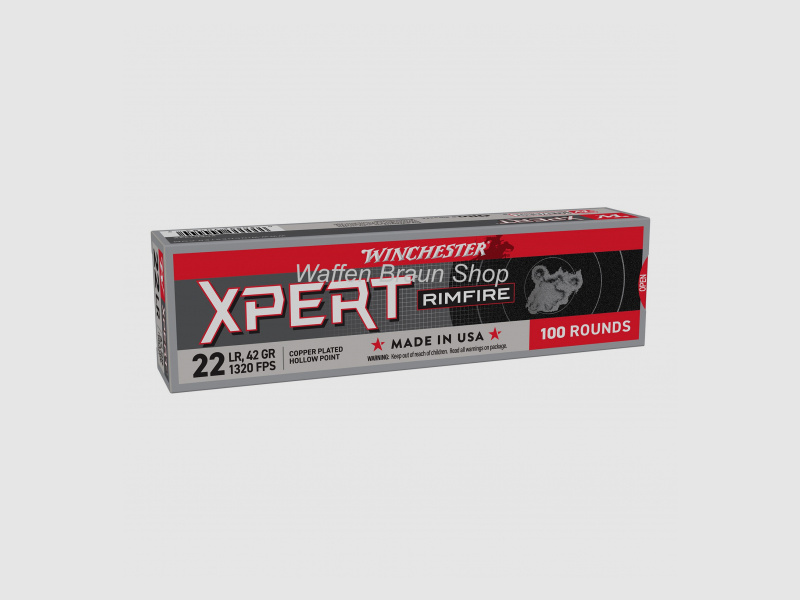 Winchester 22LR,XPERT,42gr,RIVESTITO IN RAME,100 pezzi