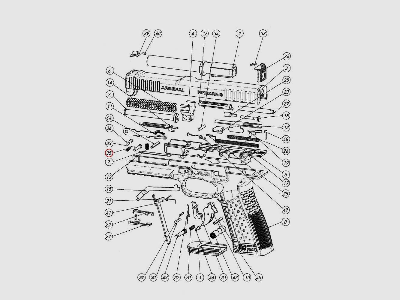 Trigger spring for ARSENAL firearms, image 2 of 3