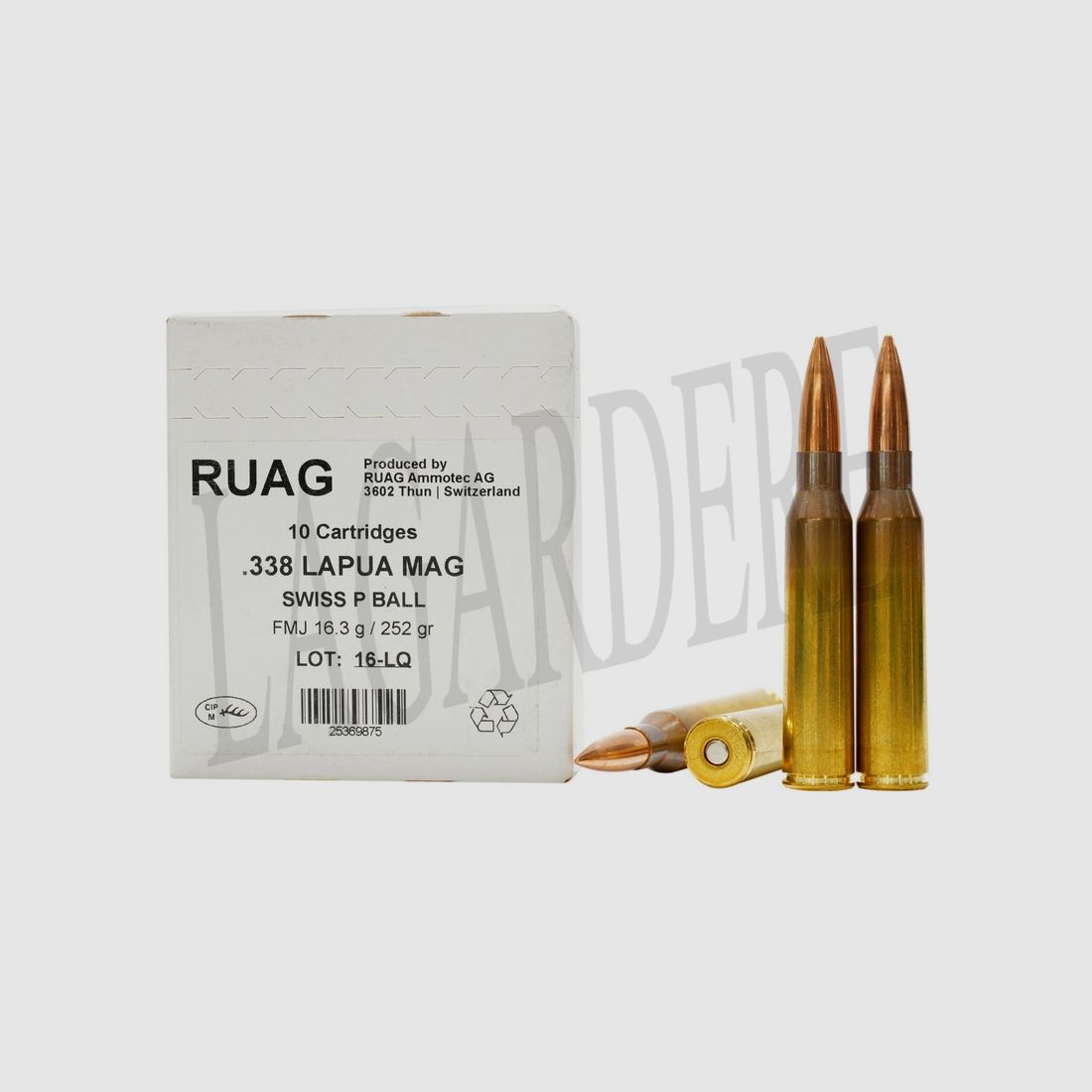 RUAG SWISS P BALL FMJ 16,3 G / 252 GRS (Patrone mit Geschoss)
