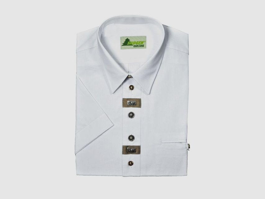 Camicia Chambray a maniche 1/2 - con dettaglio decorativo / bottone per gamba