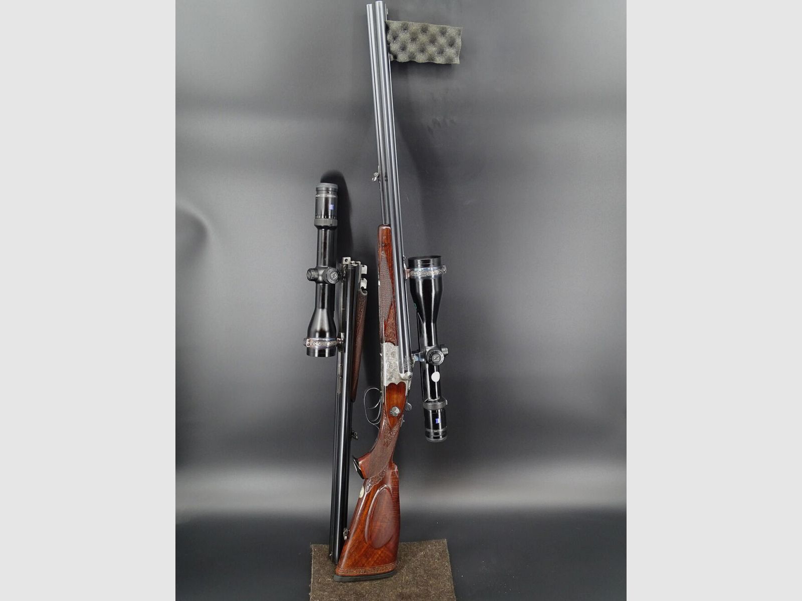 Bock / Doppelbüchsdrilling Sauer & Sohn 7x57R 8x57IRS 5,6x52R 2x Zeiss HT Sammlungsauflösung