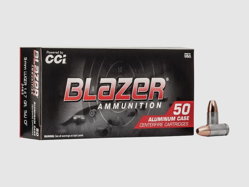 CCI Blazer Clean-Fire 9mm Luger 147GR TMJ RN 50 Patronen