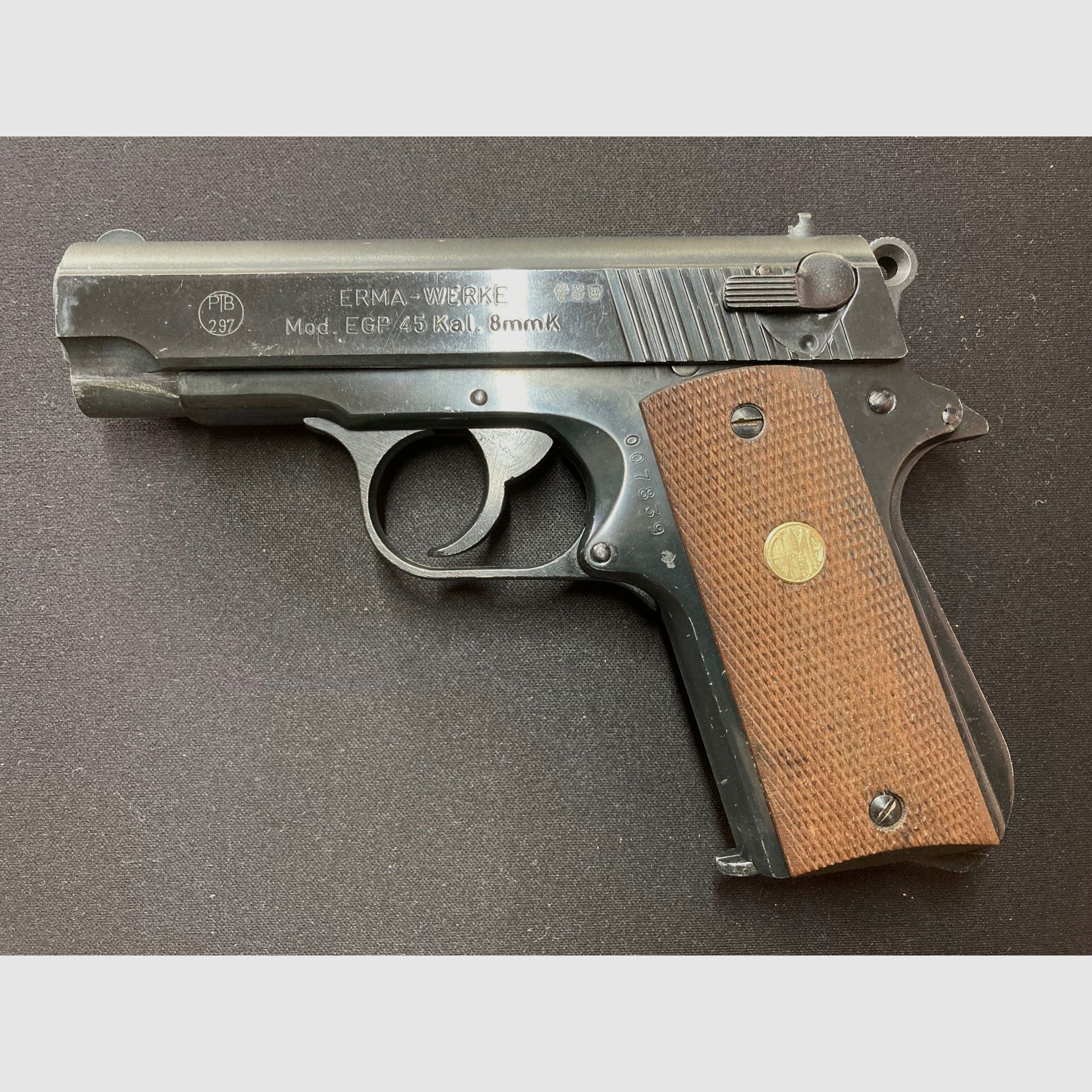 EGP 45, "Torro 45", PTB-Nr. 297, ERMA-Werke, Reizstoff-/Signalpistole,  8mm Knall