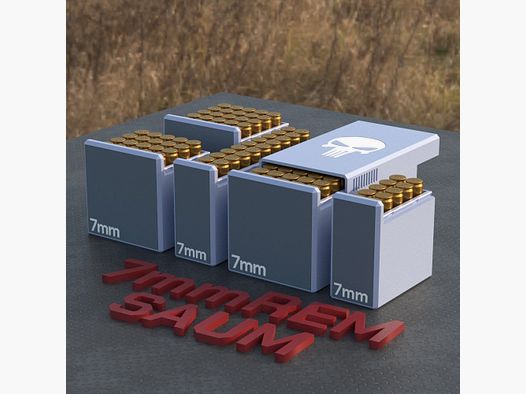 Filamelt caja de municiones / Caja de municiones 7mm REM SAUM - caja de cartuchos para 50 disparos, fabricada en Alemania
