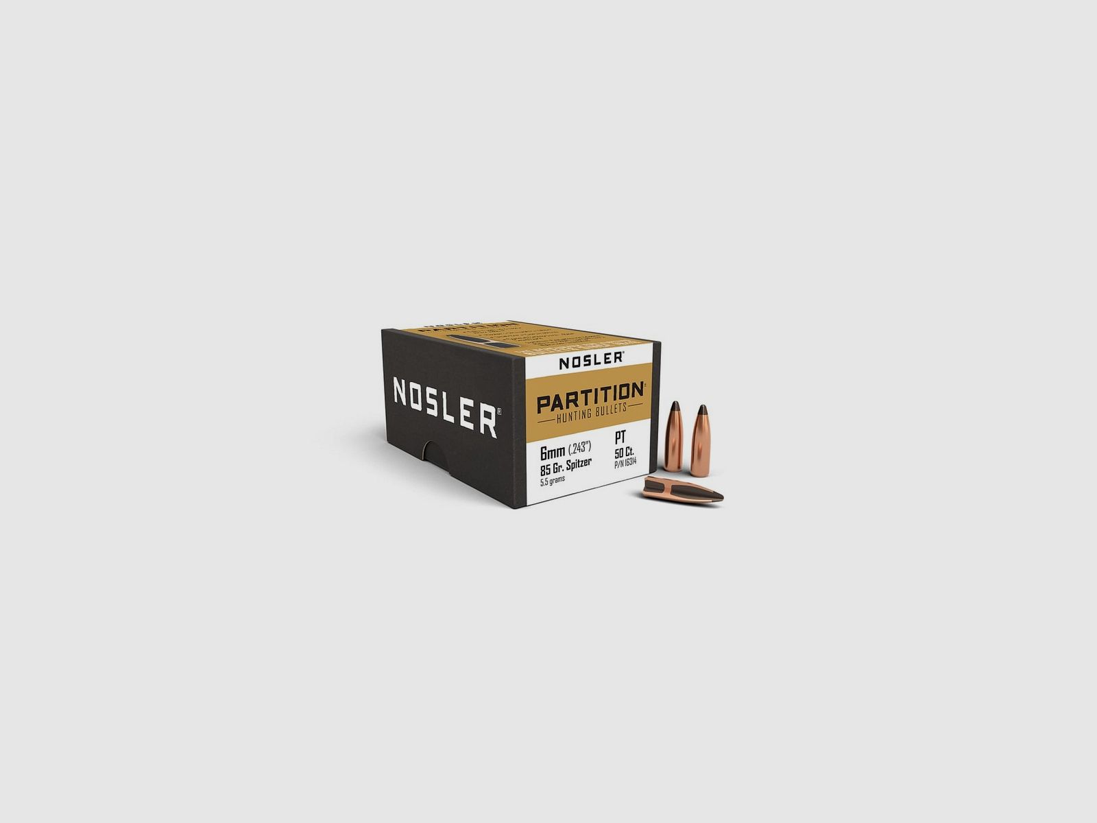 NOSLER BALAS 243" 85GR PARTITION SPITZER 50UD., imagen 2 de 2