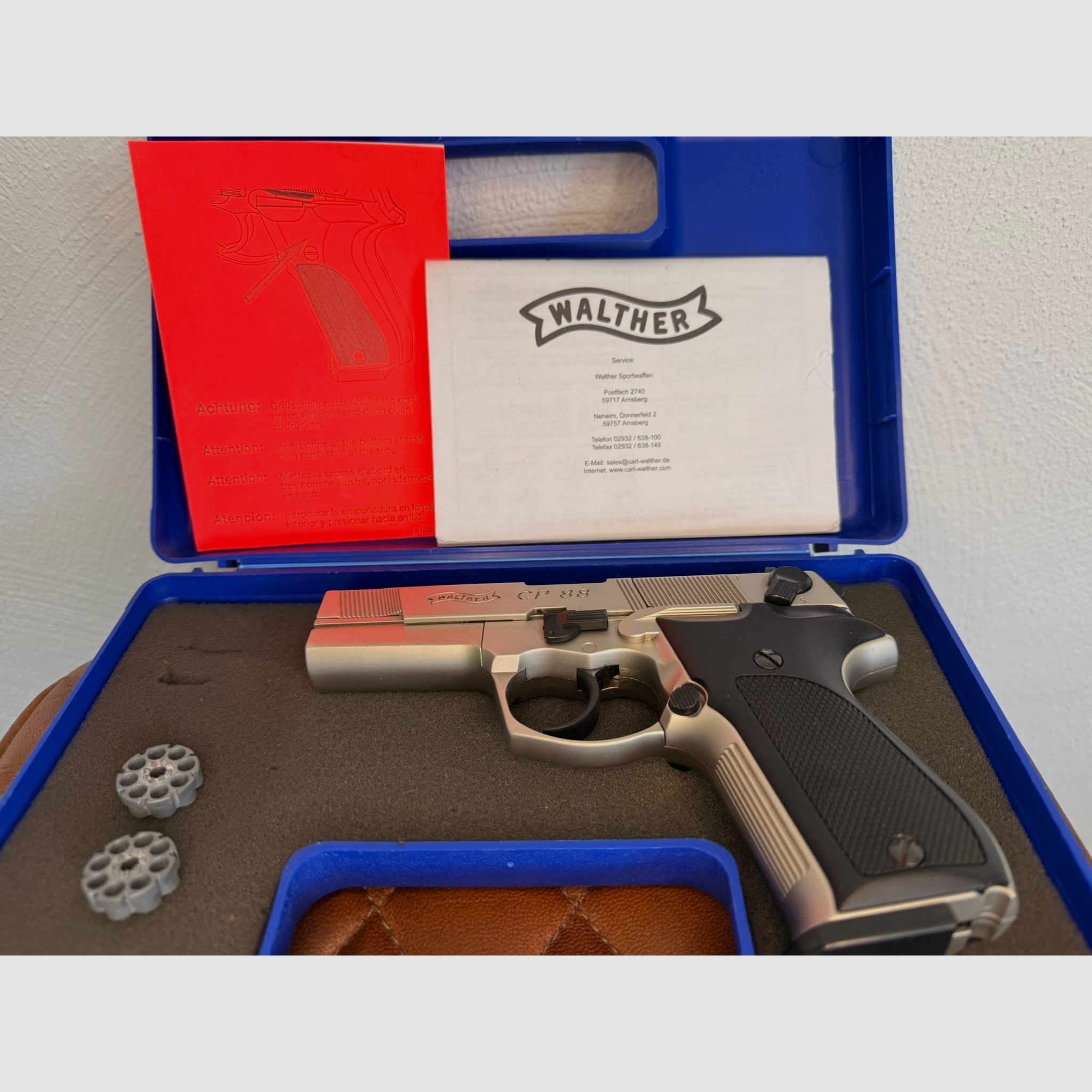 Walther CP88 4 inch 4,5 mm Diabolo Nickel (P18) Co2-pistool als nieuw