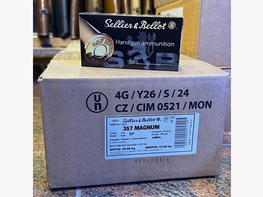 Sellier & Bellot (S&B) .357Mag SP 158grs - 510,00€ per 1000 stuks!