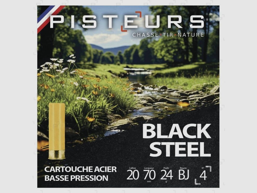 Stahl-Schrotpatronen PISTEURS BLACK STEEL BP Kaliber 20/70
