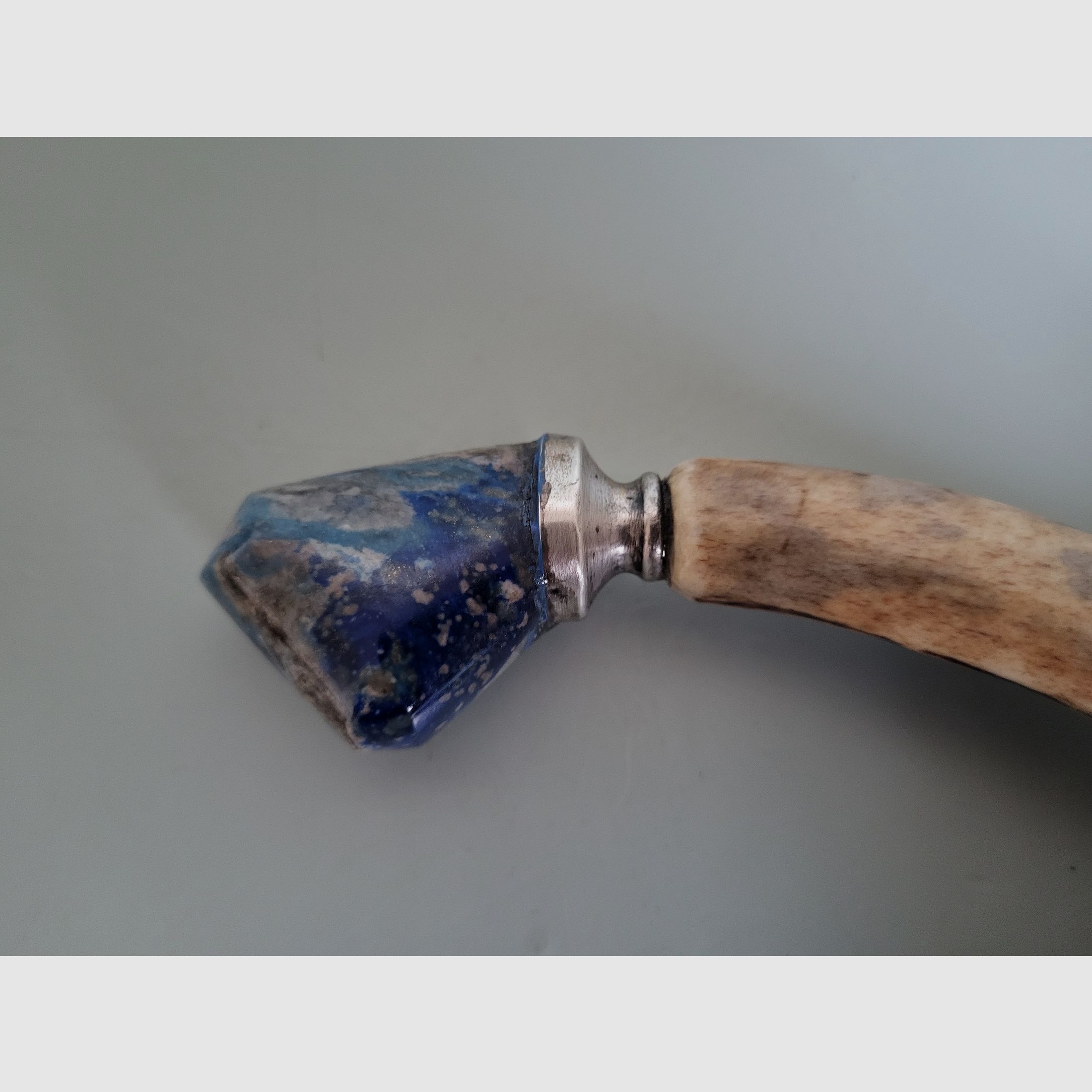 Bâton de marche de chasseur - 900 argent - Schariwari - lapis-lazuli - années 1940