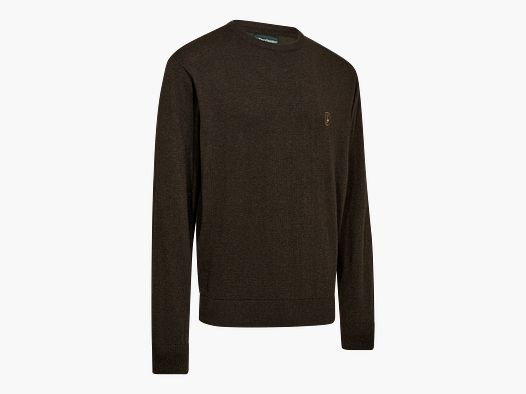 Harrington Strickpullover mit Rundhalsausschnitt - Brown Melange – Größe: M