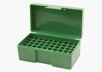 Caja de municiones RCBS / caja de 50 cartuchos con tapa abatible pistola mediana