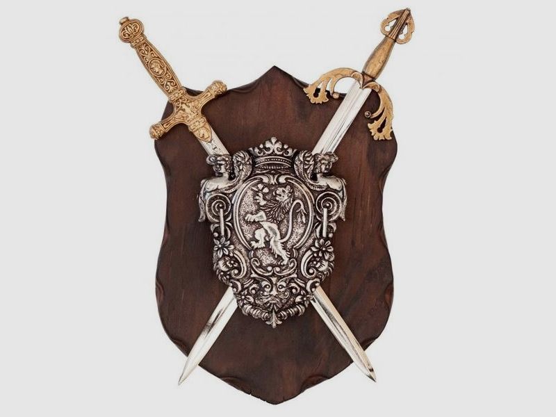 Tablica El Cid z tarczą i mieczami