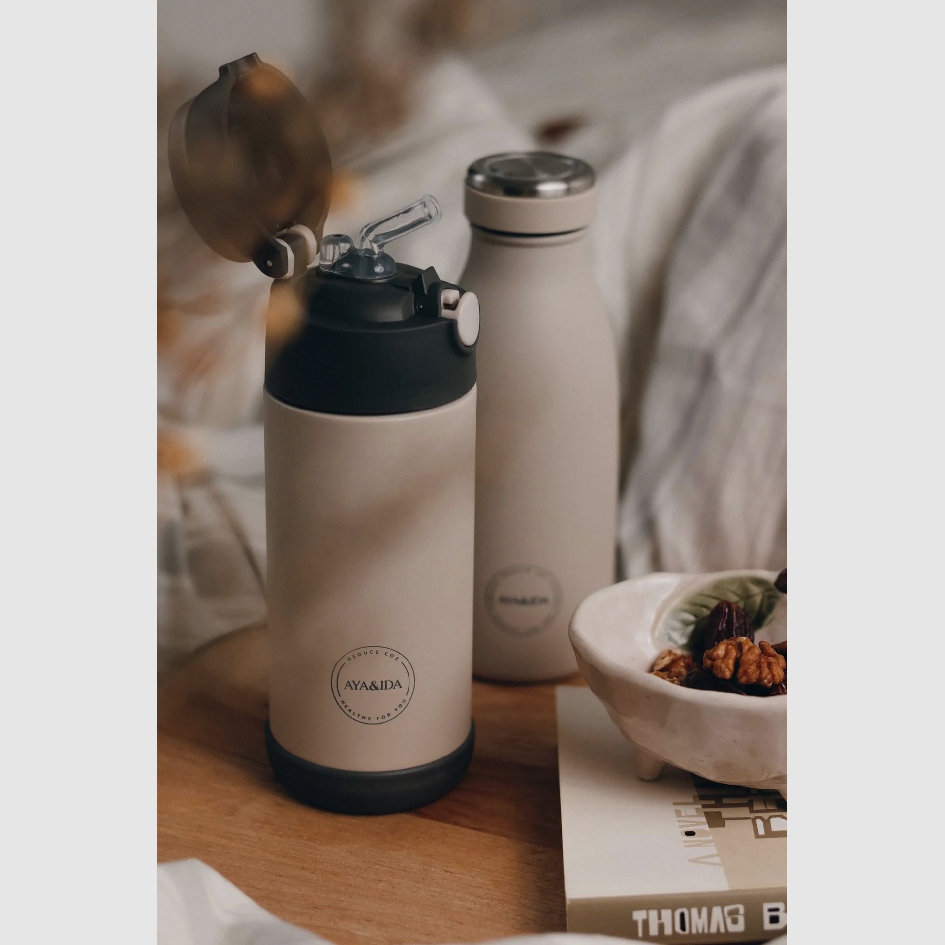 AYA&IDA Botella para beber infantil con pajita 350 ml, imagen 4 de 4