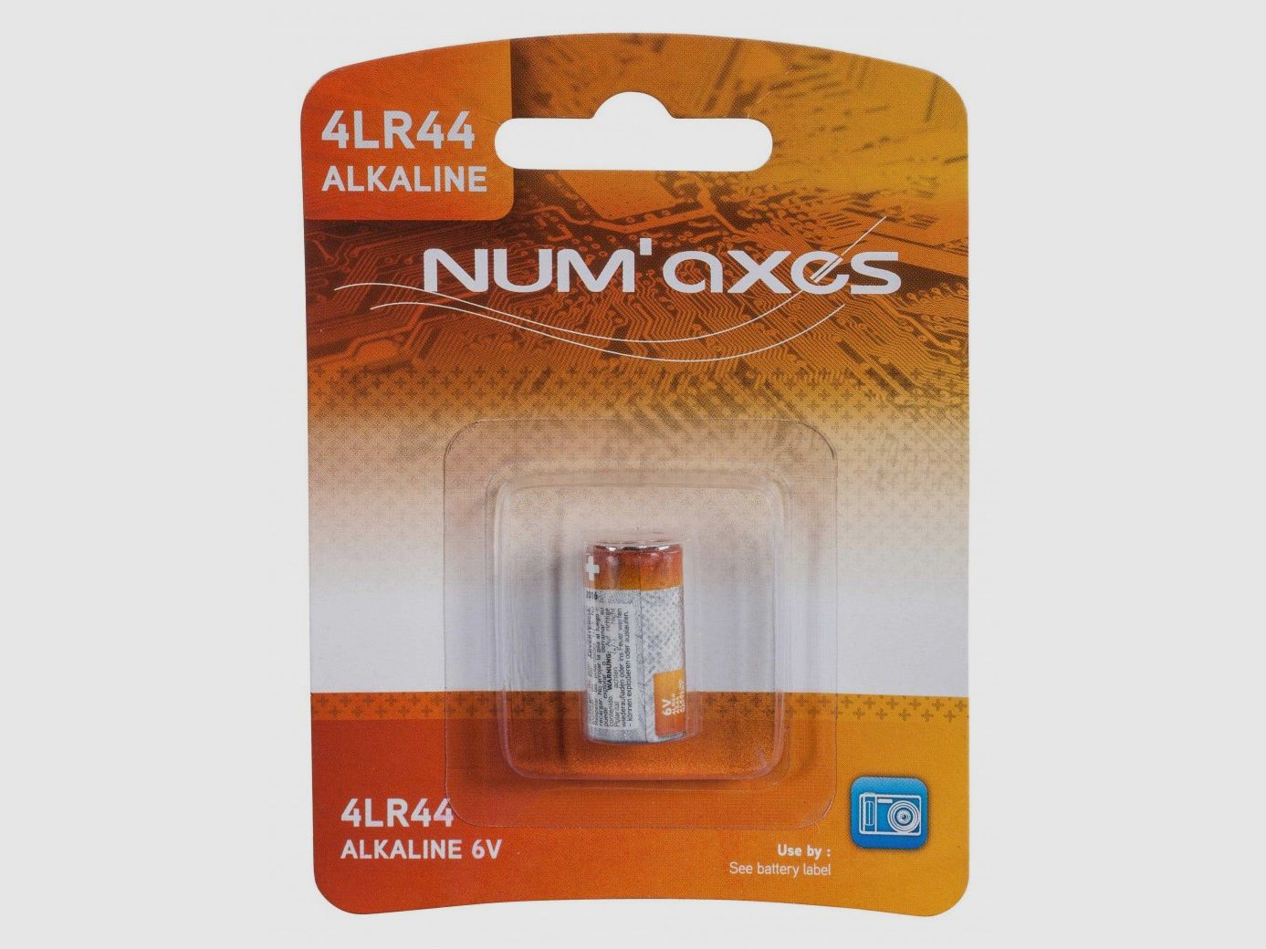 NUM'AXES - Blister 1 4LR44 alkaline batterij 6 V, afbeelding 1 van 2
