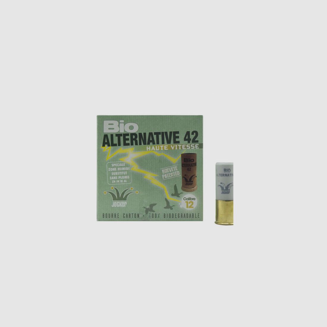 BOX MIT 25 PATRONEN JOCKER BIO ALTERNATIVE 42 KAL. 12/70 28G SUBSTITUT PLP NR. 5 - SUBSTITUT FÜR ALLE FLINTEN