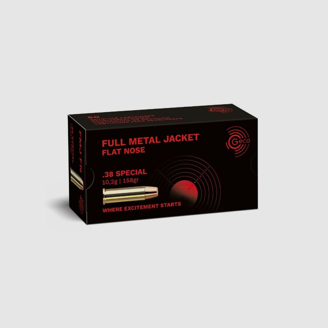 GECO .38 Special Full Metal Jacket Flat Nose 10,2g/158gr - 50 Patronen