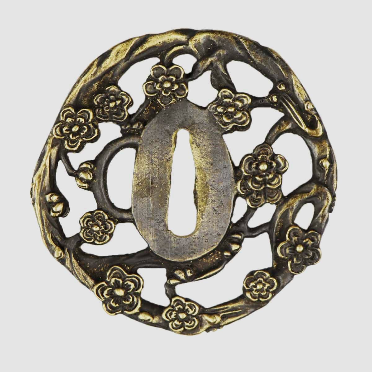 Tsuba z motywem kwiatowym do katany