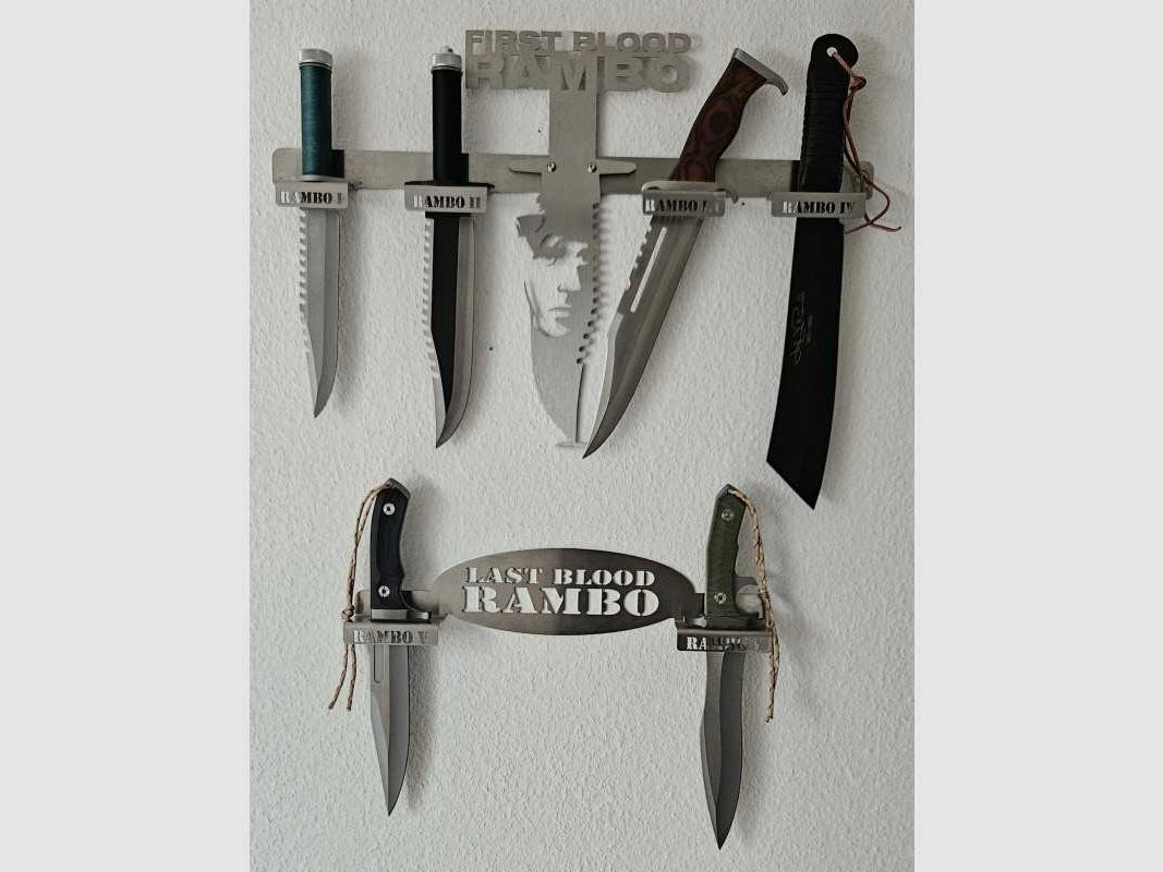 Rambo 1-5 Messer Designer Wandhalter Edelstahl 3D Effekt