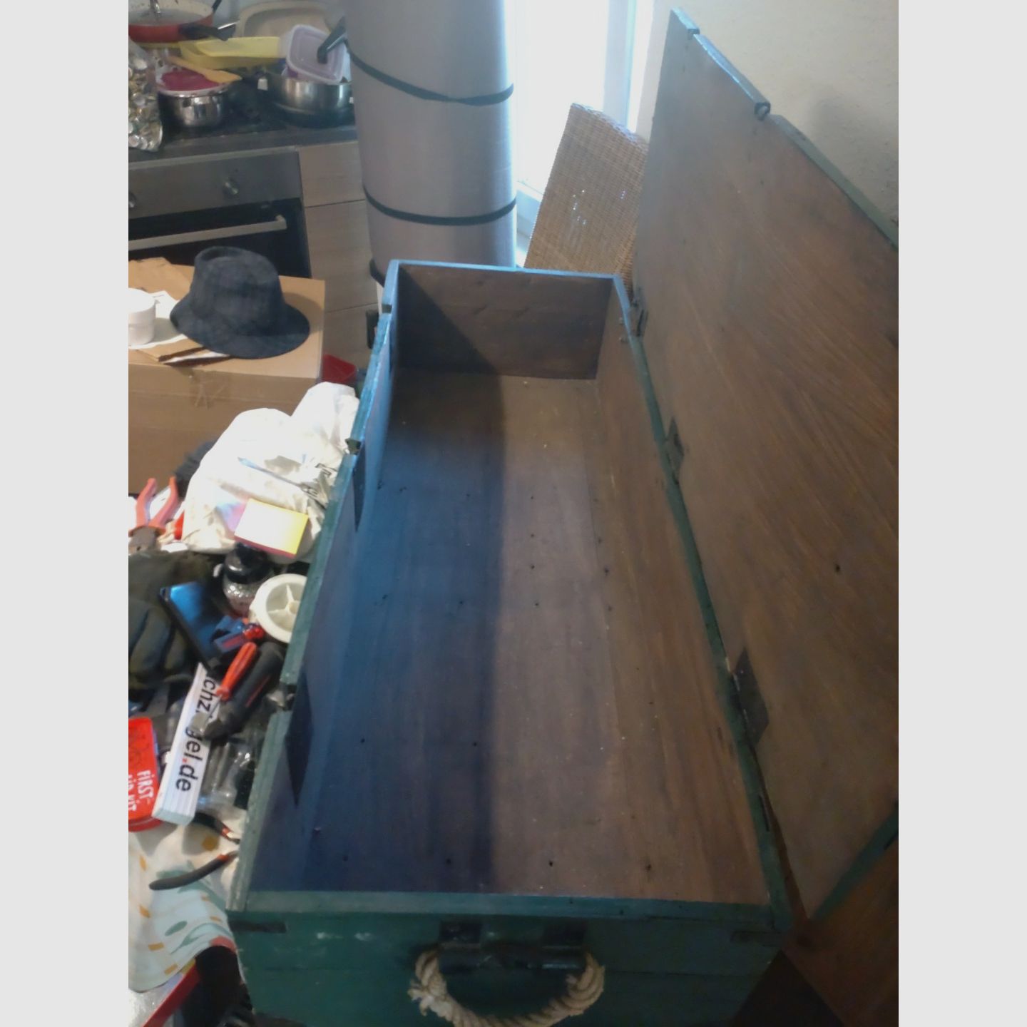 Caja de municiones - 2ª Guerra Mundial - 1940 - WM - Sello - Madera "Kart. 15cmK39" #Raro#