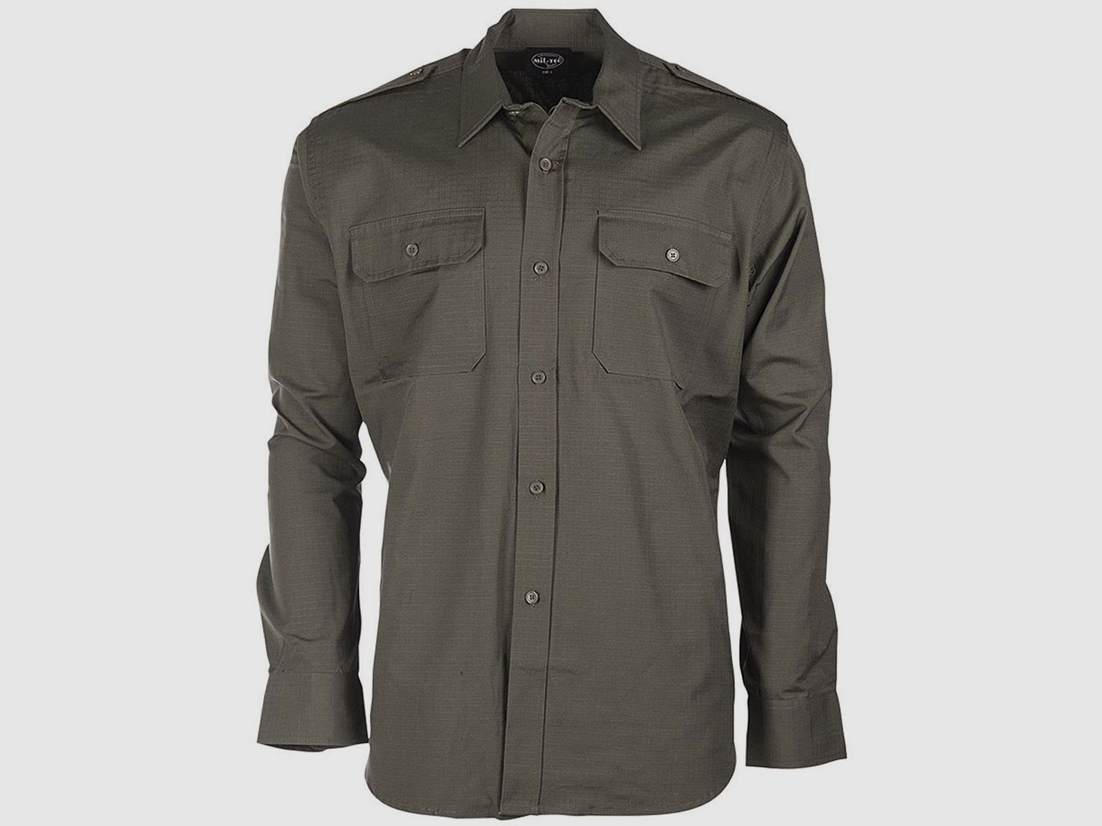 Olive cotton ripstop shirt